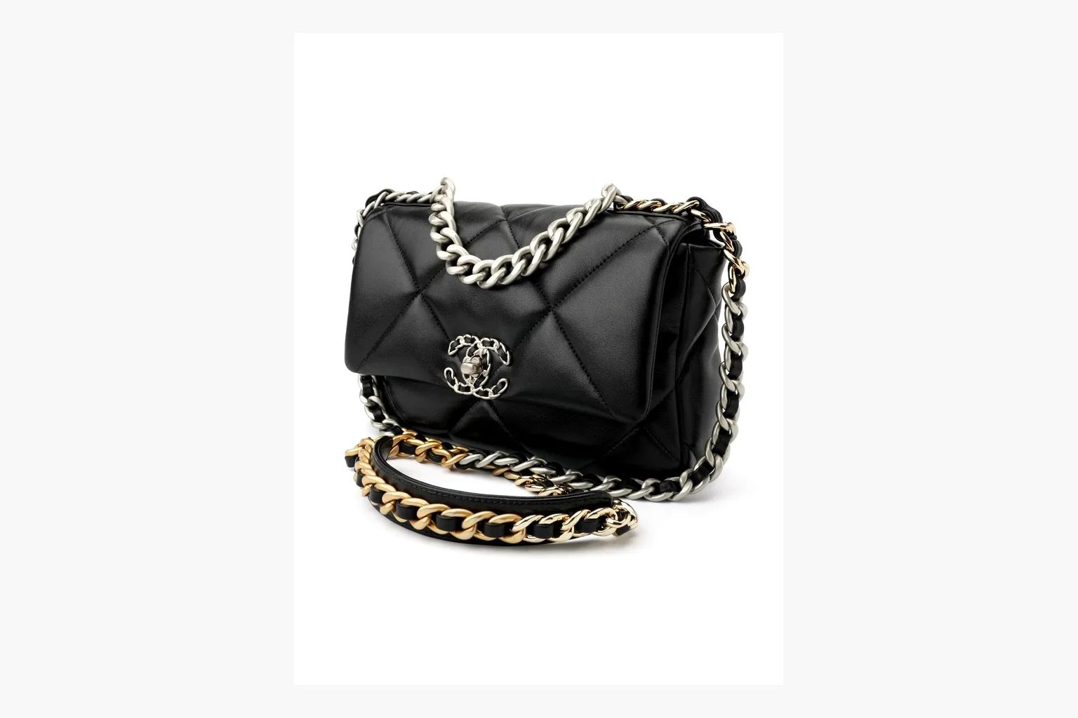 Chanel Quilted Chain Flap Bag Black shopping brief photo showing black quilted leather flap body, gold chain strap, CC turnlock, and classic shoulder-bag structure thumbnail 4