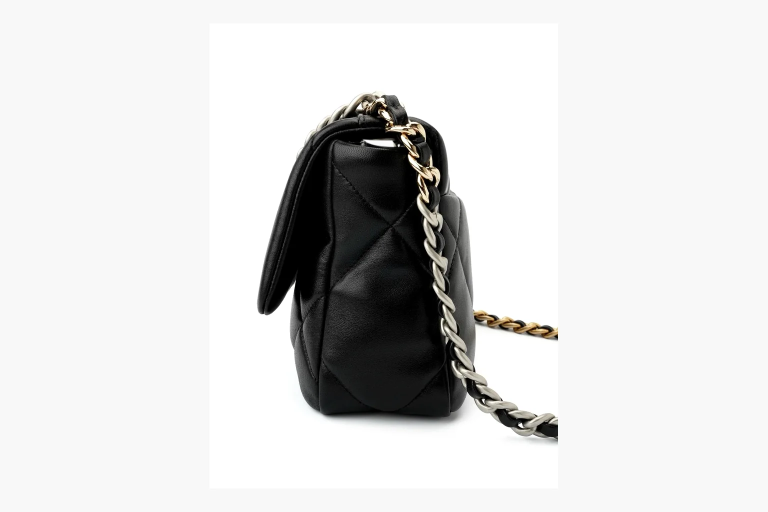 Chanel Quilted Chain Flap Bag Black shopping brief photo showing black quilted leather flap body, gold chain strap, CC turnlock, and classic shoulder-bag structure thumbnail 5