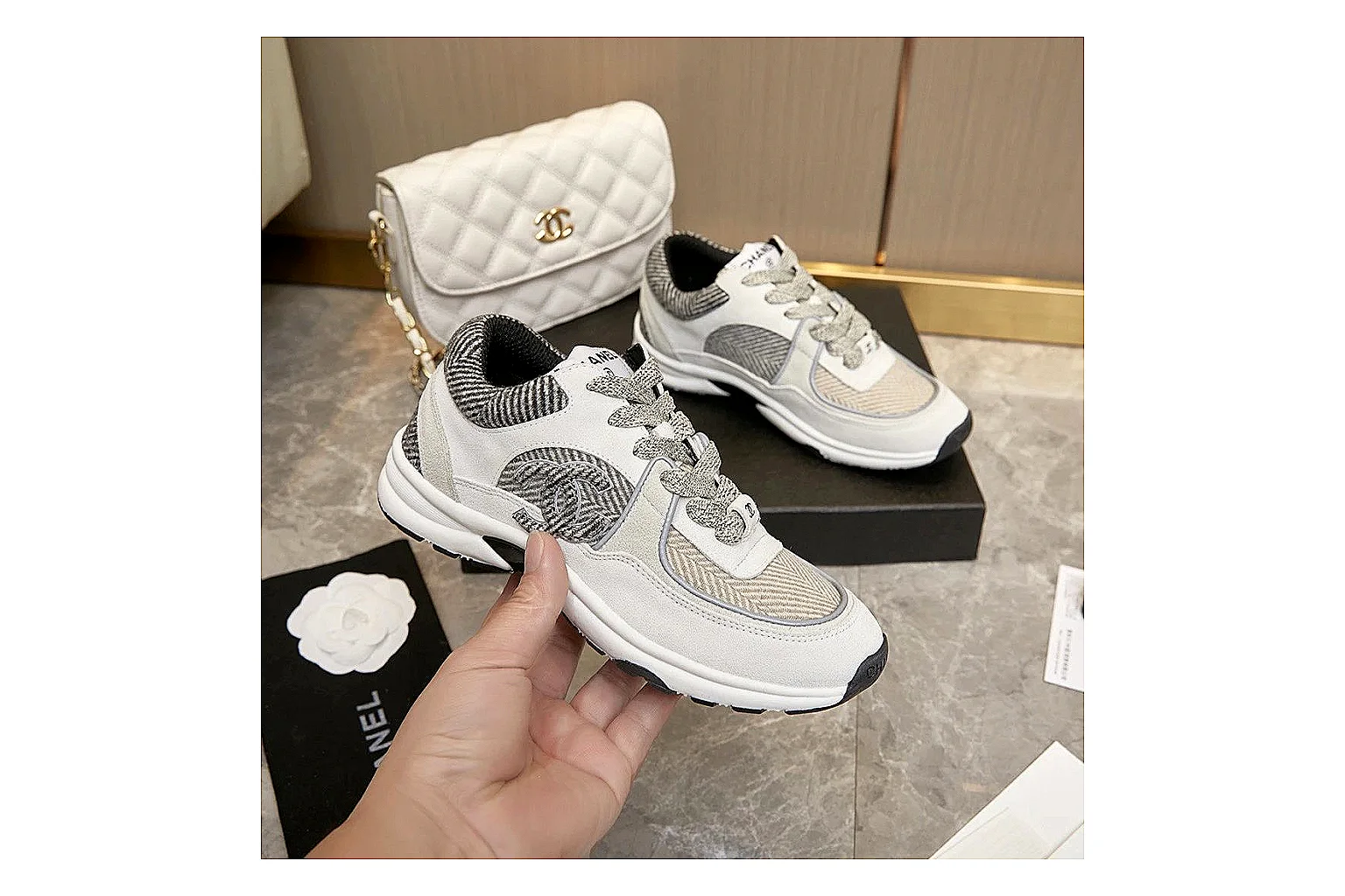 GogoBuy agent brief photos for Chanel White Runner Sneaker thumbnail 3