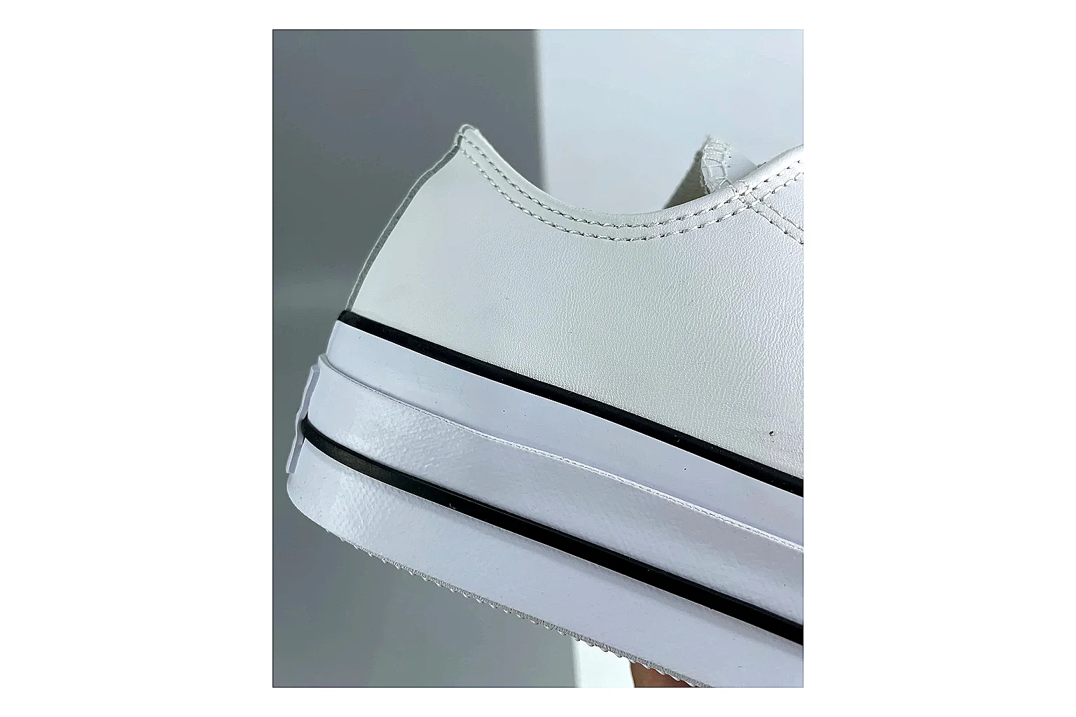 Converse All Star Lift White Platform Low Top shopping brief photo showing white smooth low-top upper, silver eyelets, black foxing stripes, and elevated platform rubber sole thumbnail 3