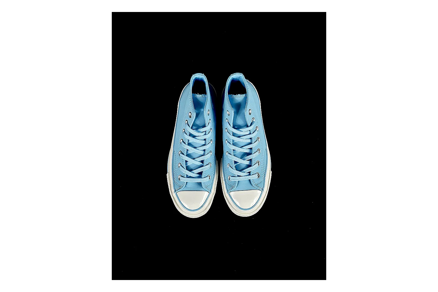 Converse Chuck 70 Light Blue High Top shopping brief photo showing light blue canvas upper, silver eyelets, off-white rubber toe cap, and vintage high-top sole thumbnail 5