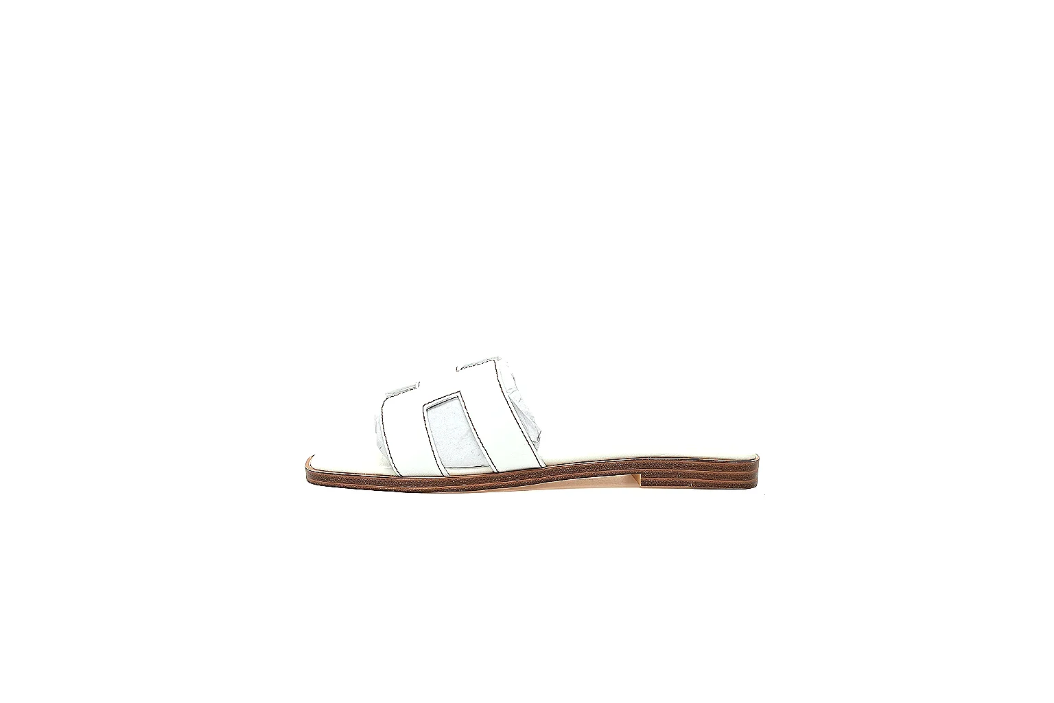 gogobuy.cloud Hermes Oran White Slide Pair 3988 white-brown slide image thumbnail 2
