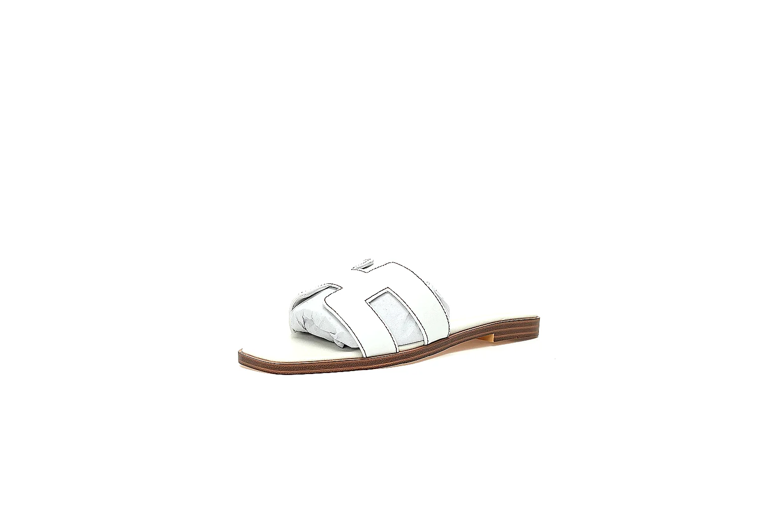 gogobuy.cloud Hermes Oran White Slide Pair 3988 white-brown slide image thumbnail 4