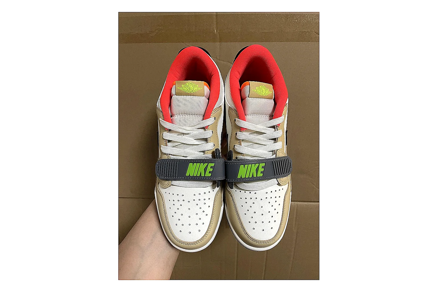 Jordan Air Jordan White Green Red shopping brief photo showing white leather court upper, green and red accents, low basketball-retro shape, and classic sole thumbnail 4