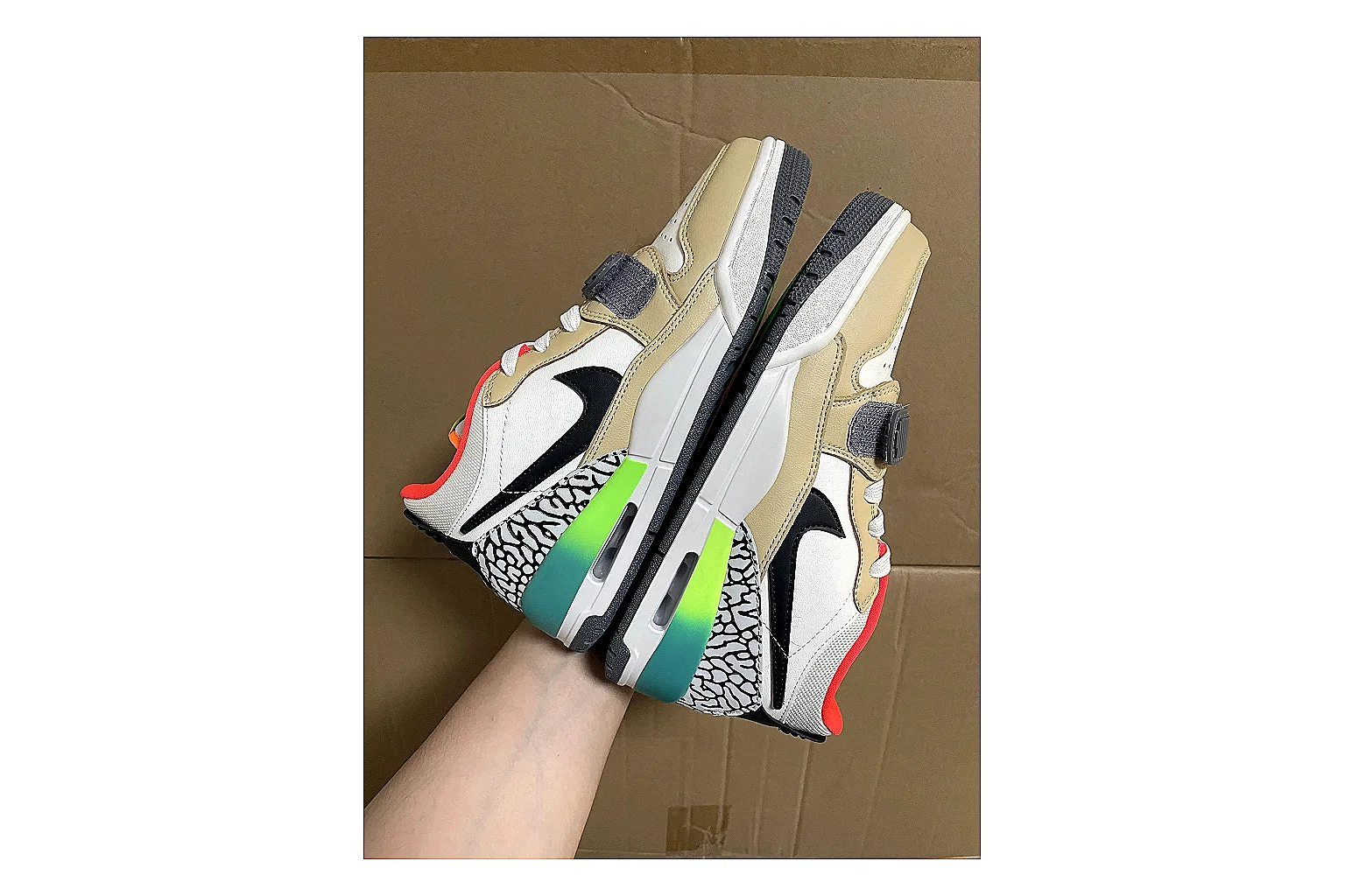 Jordan Air Jordan White Green Red shopping brief photo showing white leather court upper, green and red accents, low basketball-retro shape, and classic sole thumbnail 6