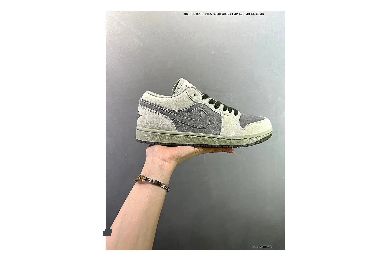 Jordan Air Jordan 1 Low Neutral Grey shopping brief image showing white leather upper, grey Swoosh, low-cut profile and light outsole for clean streetwear style