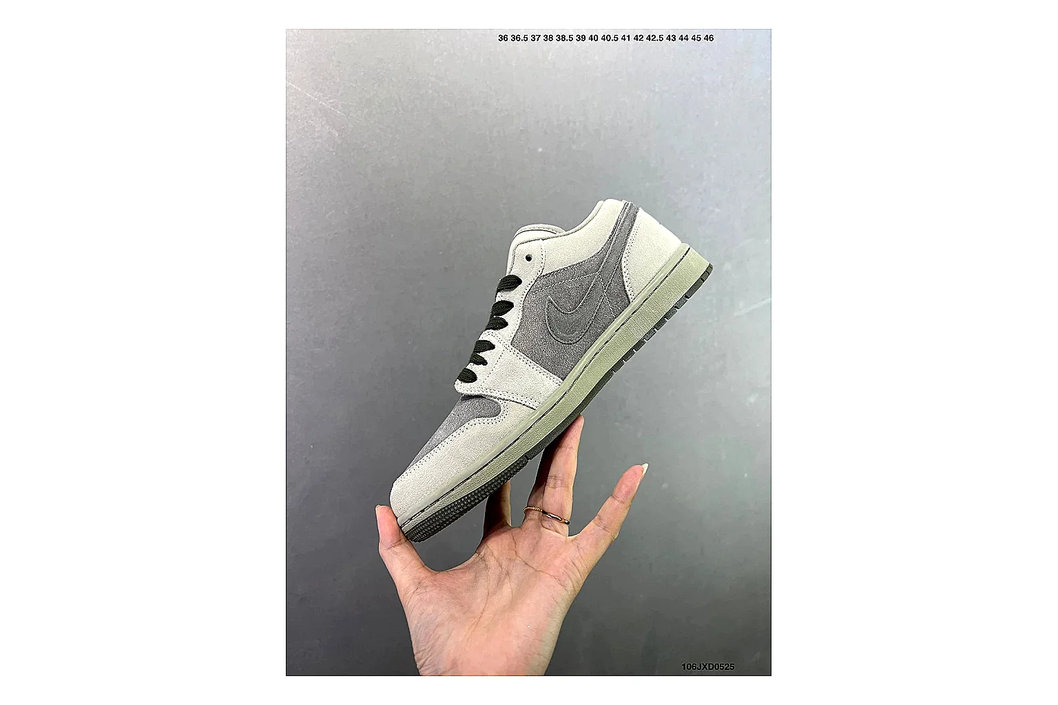 Jordan Air Jordan 1 Low Neutral Grey shopping brief image showing white leather upper, grey Swoosh, low-cut profile and light outsole for clean streetwear style thumbnail 5