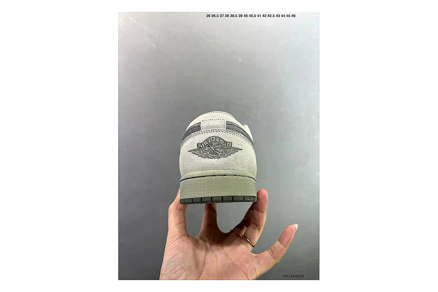 Jordan Air Jordan 1 Low Neutral Grey shopping brief image showing white leather upper, grey Swoosh, low-cut profile and light outsole for clean streetwear style thumbnail 6