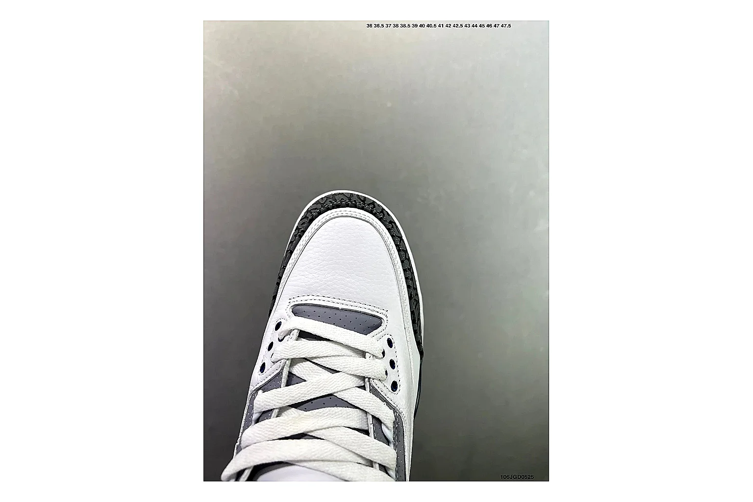 Jordan Air Jordan 3 Midnight Navy shopping brief image showing white leather upper, navy accents, elephant print panels and visible Air sole for retro sport style thumbnail 2