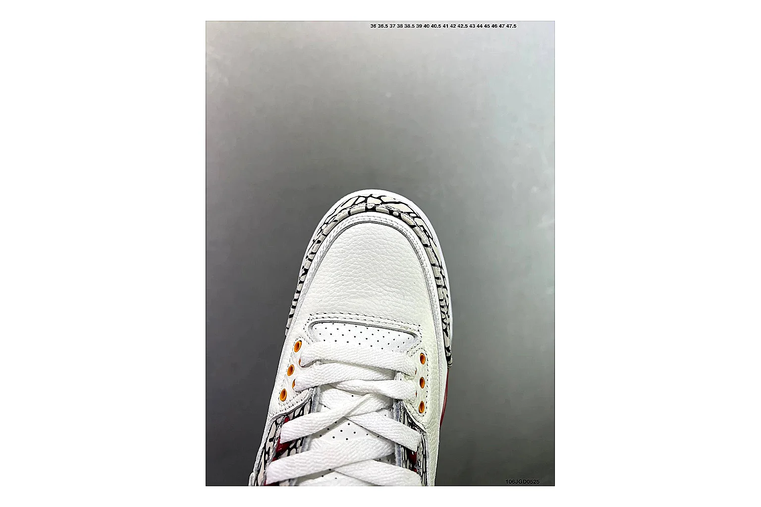 Jordan Air Jordan 3 White Red Cement shopping brief image showing white leather upper, red accents, elephant print panels and visible Air sole for classic retro style thumbnail 2