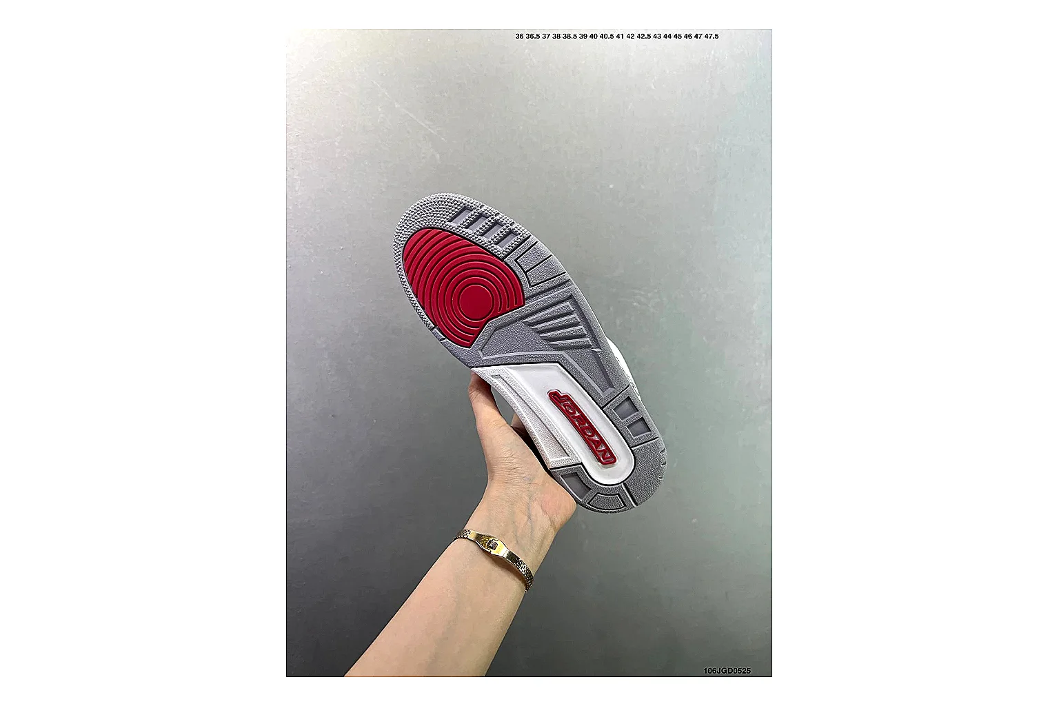Jordan Air Jordan 3 White Red Cement shopping brief image showing white leather upper, red accents, elephant print panels and visible Air sole for classic retro style thumbnail 3