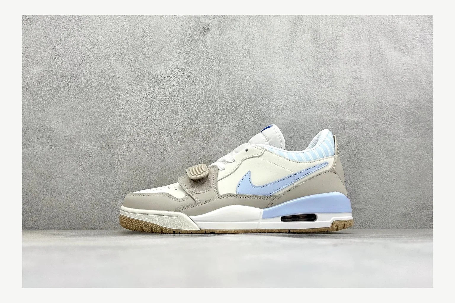 Jordan Air Jordan 4 Blue Sneaker shopping brief image showing white blue air jordan 4 retro with mixed-material upper and low-profile shape thumbnail 4