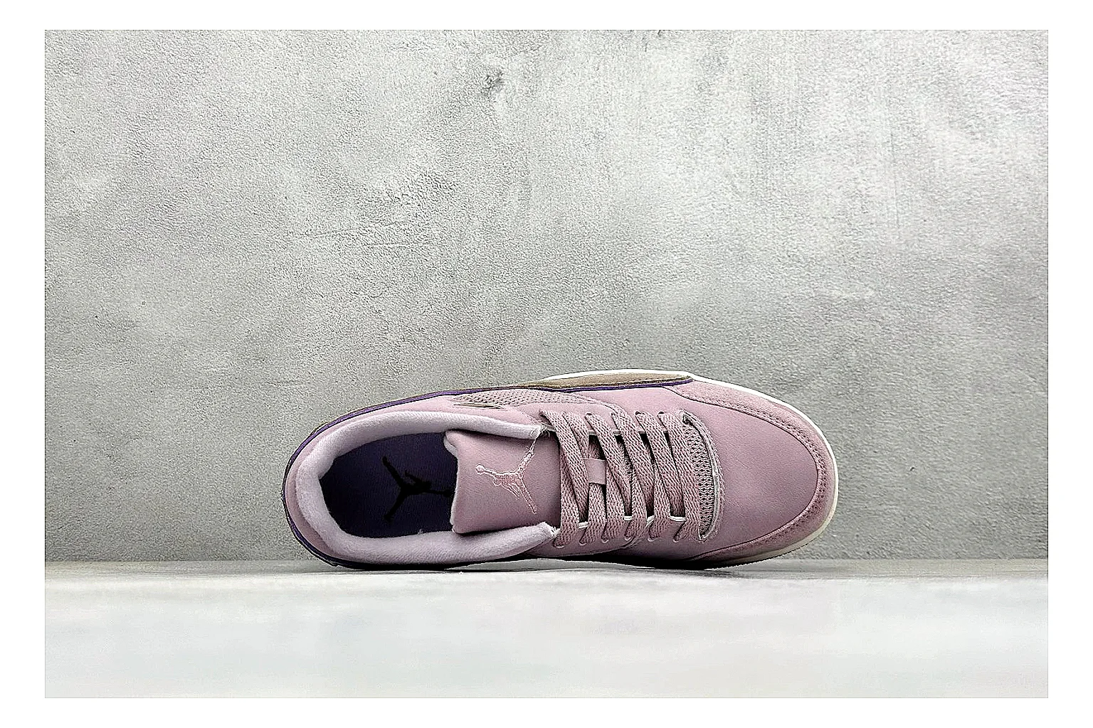 Jordan Flight Purple Suede shopping brief photo showing purple suede upper, low court silhouette, cream sole, and soft retro basketball styling thumbnail 5