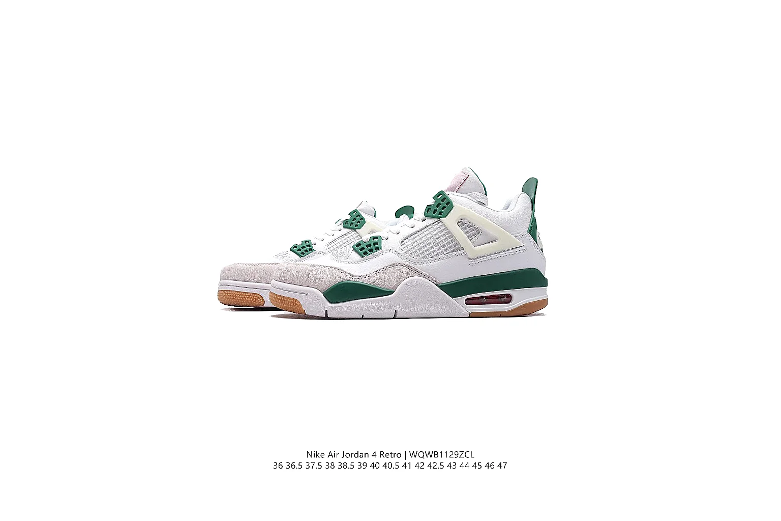 gogobuy.cloud Air Jordan White Green Jordan 4 0335 White Green mid-top product image thumbnail 4