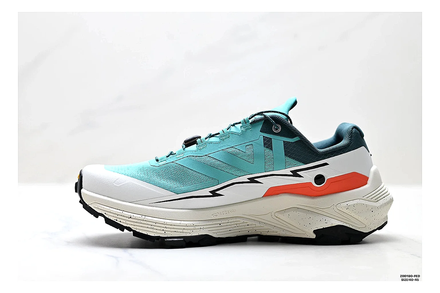 Kailas Fuga Aqua White Sneakers shopping brief image showing aqua white outdoor running shoes with mesh texture, side-profile shape, upper panel lines, and outsole detail thumbnail 4