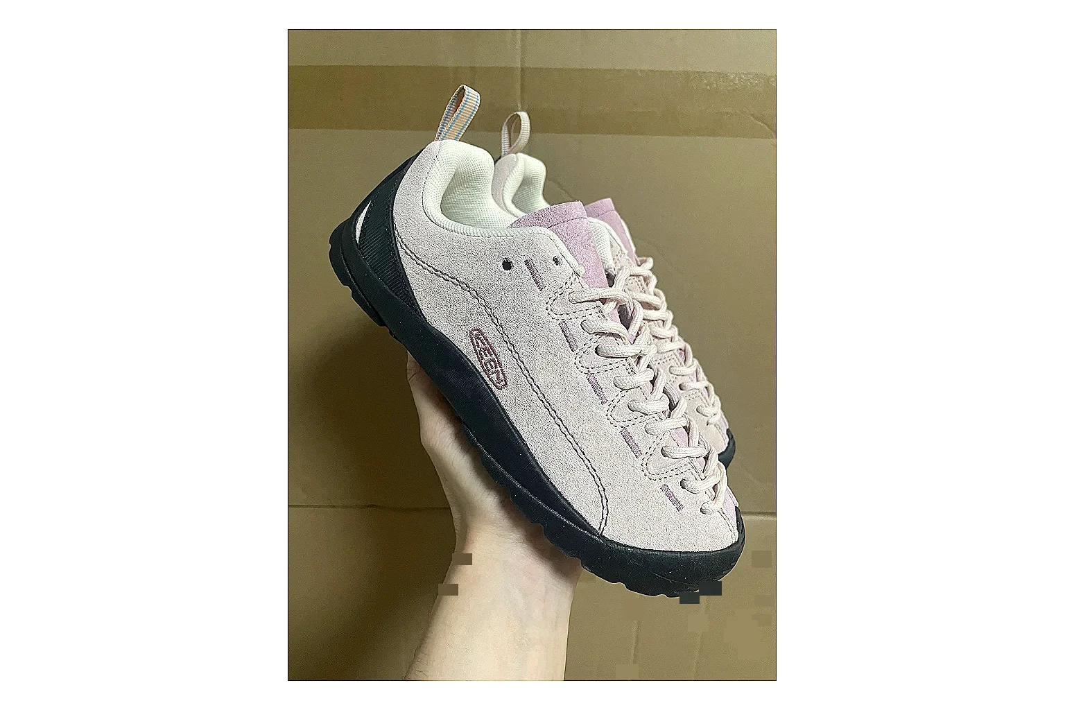 KEEN Jasper Runner White Purple shopping brief photo showing white mesh-suede runner upper, purple accents, outdoor-runner shape, and trail-casual sole