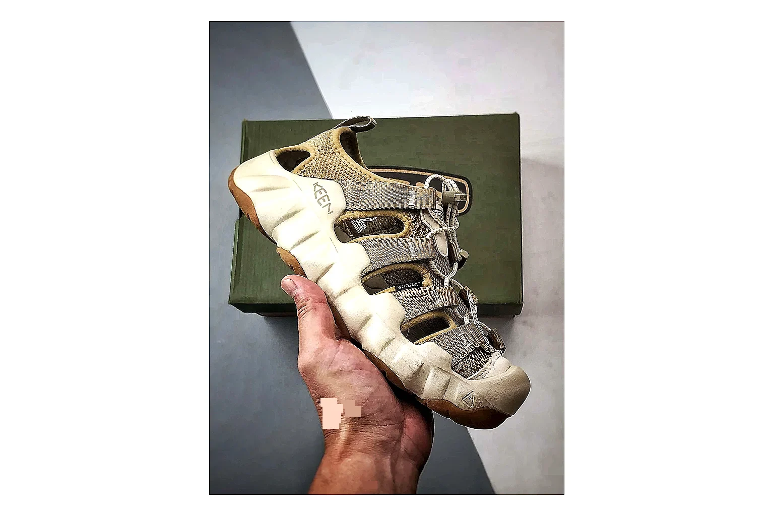 KEEN Jasper Sandal Beige Taupe shopping brief photo showing beige taupe suede-mesh upper, outdoor sandal shape, protective toe area, and trail-casual sole