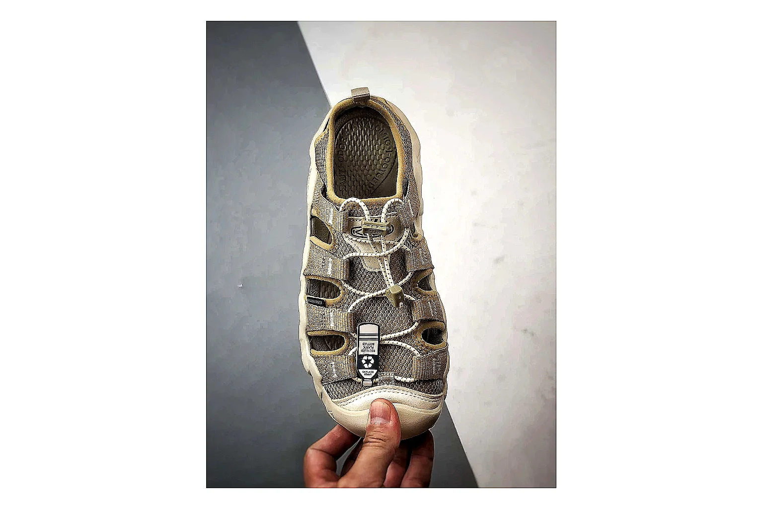 KEEN Jasper Sandal Beige Taupe shopping brief photo showing beige taupe suede-mesh upper, outdoor sandal shape, protective toe area, and trail-casual sole thumbnail 4