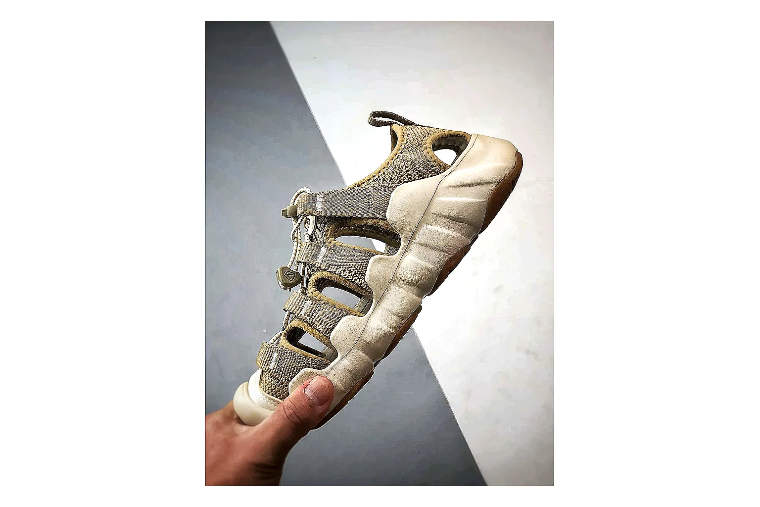 KEEN Jasper Sandal Beige Taupe shopping brief photo showing beige taupe suede-mesh upper, outdoor sandal shape, protective toe area, and trail-casual sole thumbnail 6