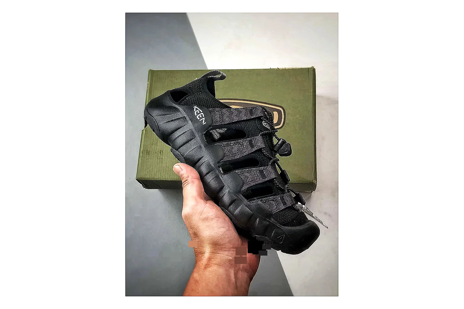 KEEN Jasper Sandal Black shopping brief photo showing black suede-mesh upper, outdoor sandal shape, protective toe area, and trail-casual sole
