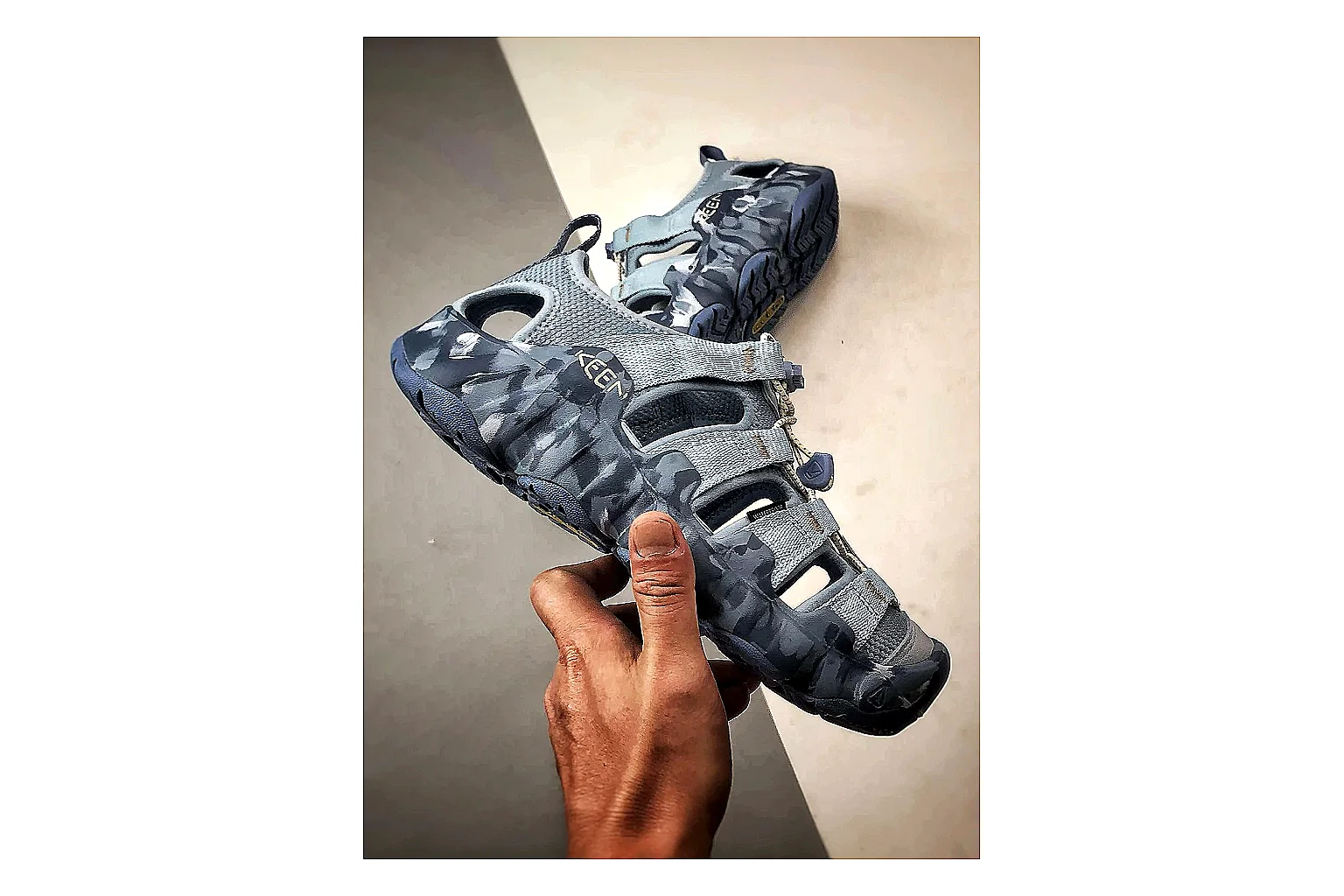 KEEN Jasper Sandal Blue Gray shopping brief photo showing blue gray suede-mesh upper, outdoor sandal silhouette, protective toe area, and trail-casual sole thumbnail 2