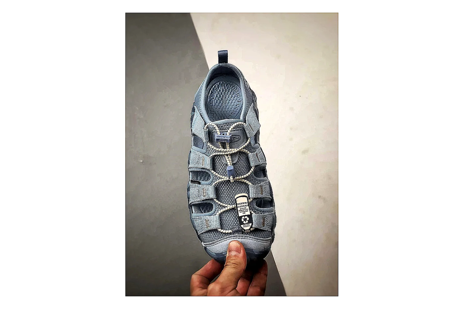 KEEN Jasper Sandal Blue Gray shopping brief photo showing blue gray suede-mesh upper, outdoor sandal silhouette, protective toe area, and trail-casual sole thumbnail 4