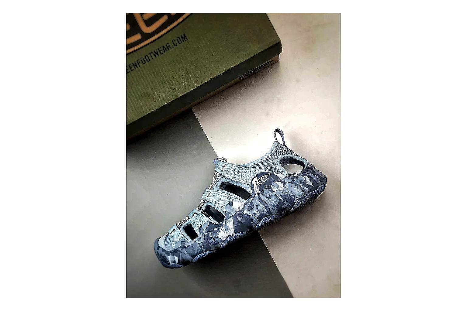 KEEN Jasper Sandal Blue Gray shopping brief photo showing blue gray suede-mesh upper, outdoor sandal silhouette, protective toe area, and trail-casual sole thumbnail 5
