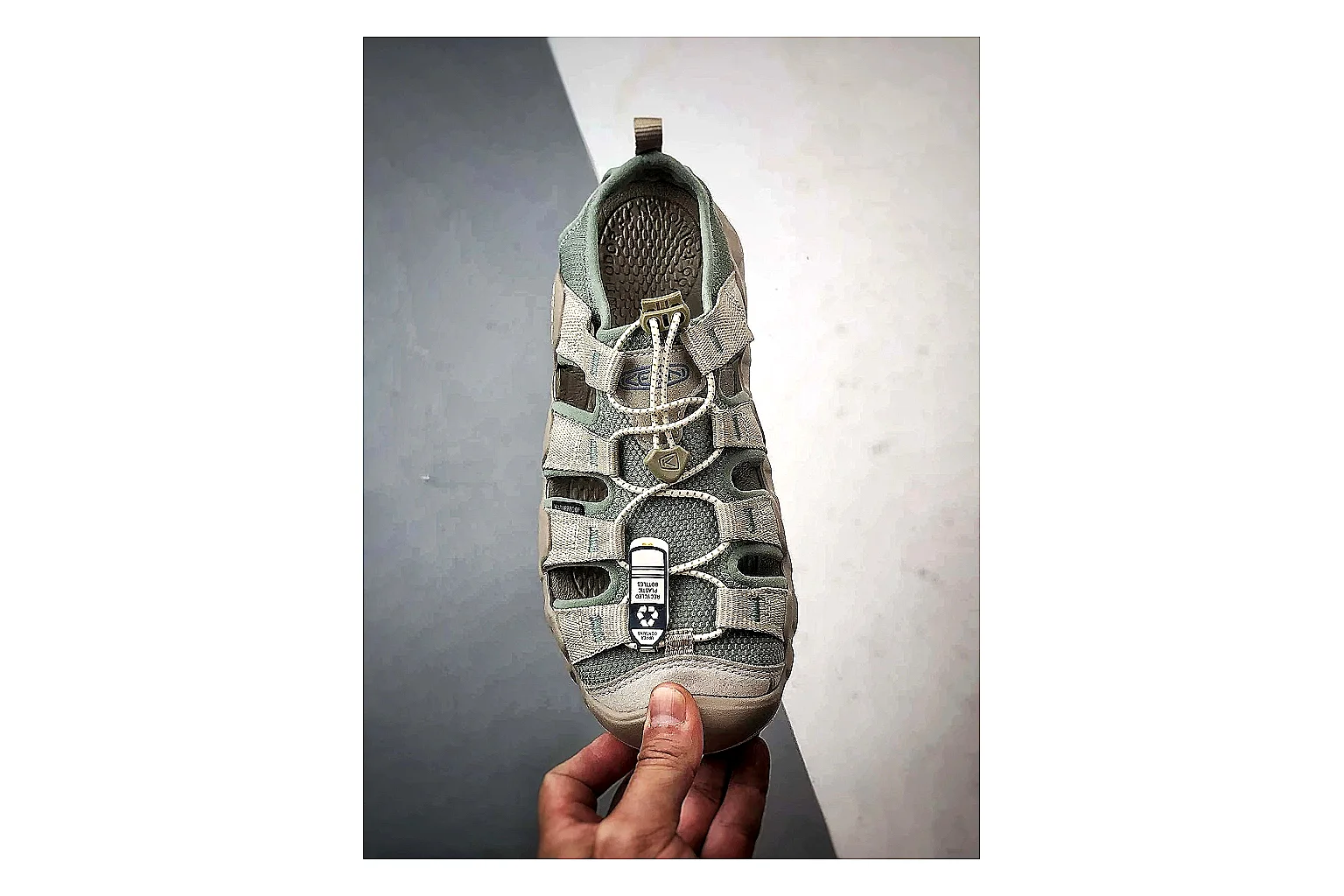 KEEN Jasper Sandal Gray Beige shopping brief photo showing gray beige suede-mesh upper, protective toe area, sandal-style openings, and trail-ready sole thumbnail 4