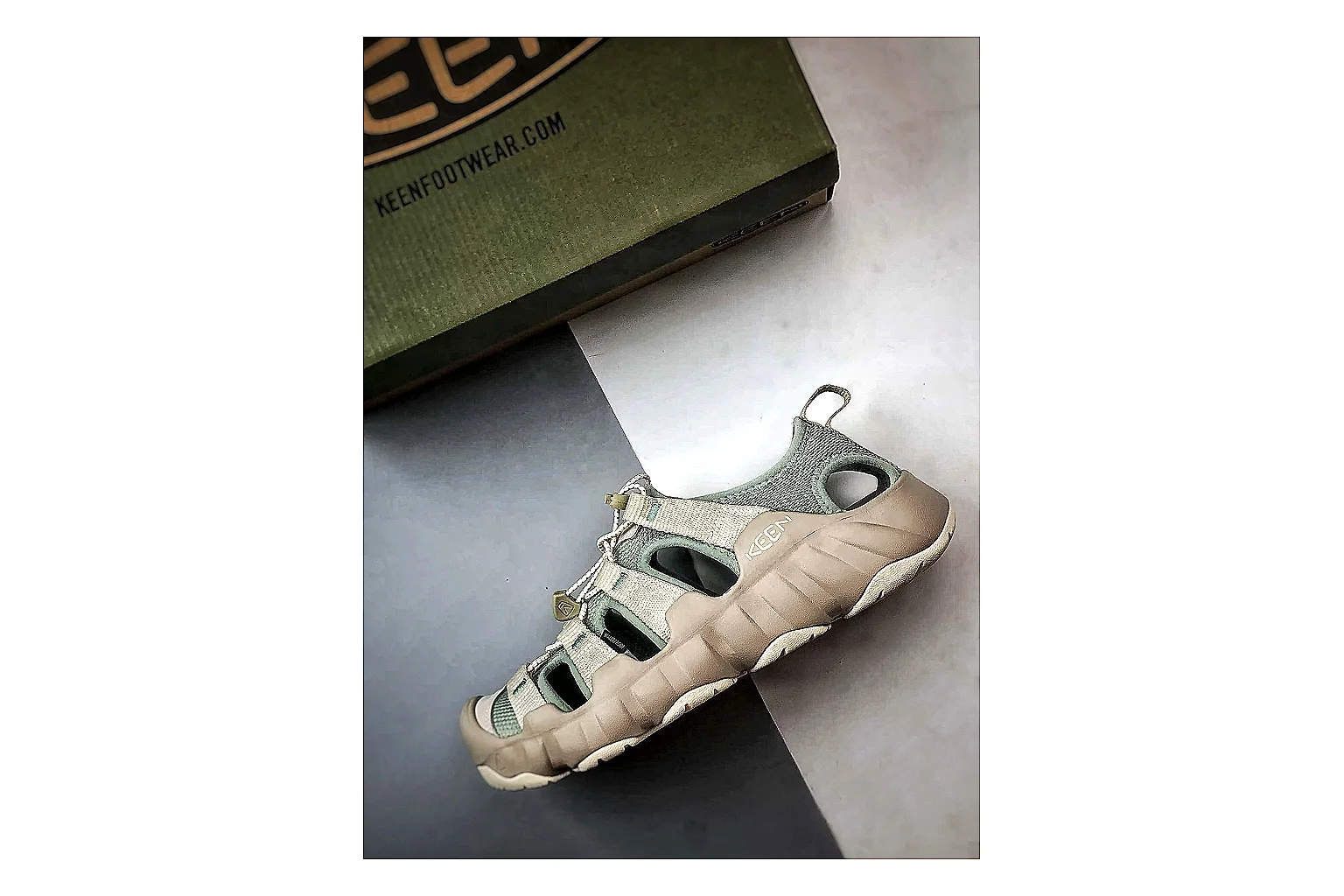 KEEN Jasper Sandal Gray Beige shopping brief photo showing gray beige suede-mesh upper, protective toe area, sandal-style openings, and trail-ready sole thumbnail 5