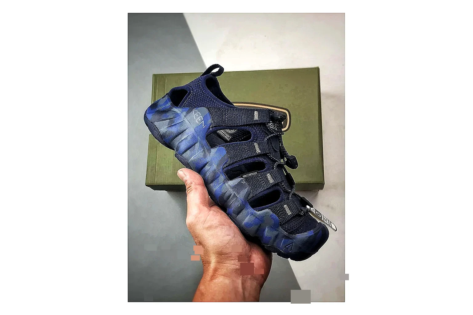 KEEN Jasper Sandal Navy Blue shopping brief photo showing navy blue suede-mesh upper, sandal openings, protective front shape, and outdoor casual outsole