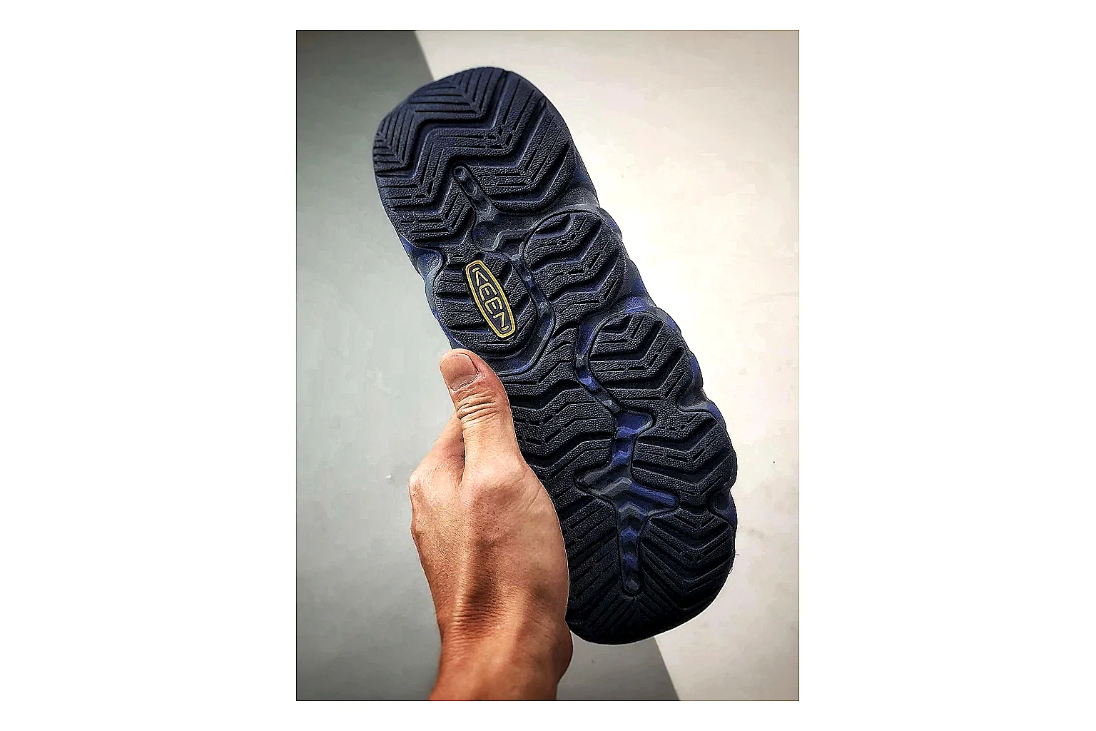 KEEN Jasper Sandal Navy Blue shopping brief photo showing navy blue suede-mesh upper, sandal openings, protective front shape, and outdoor casual outsole thumbnail 3