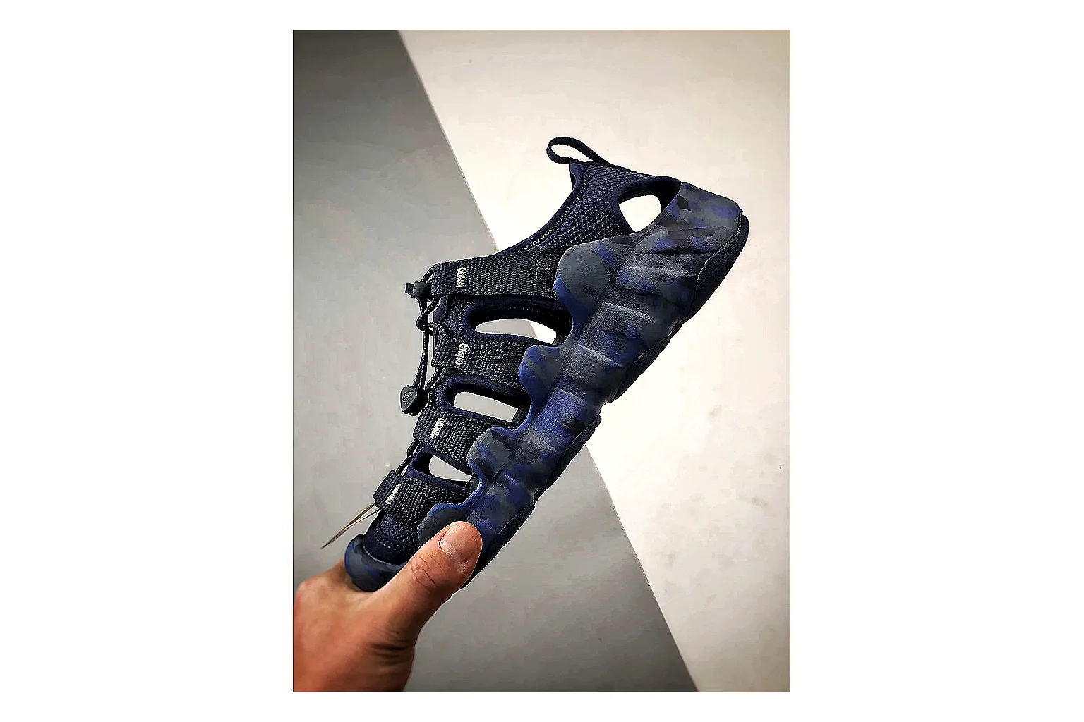 KEEN Jasper Sandal Navy Blue shopping brief photo showing navy blue suede-mesh upper, sandal openings, protective front shape, and outdoor casual outsole thumbnail 6