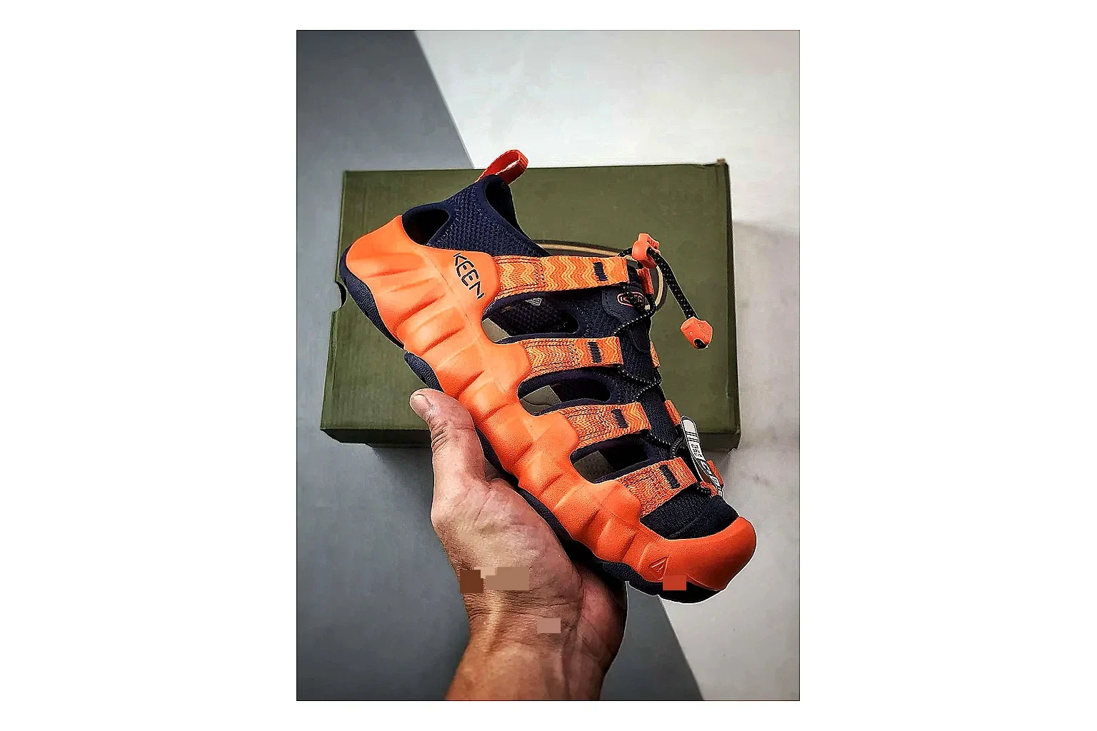 KEEN Jasper Sandal Orange Black shopping brief photo showing orange black suede-mesh upper, protective sandal structure, outdoor toe coverage, and rugged sole