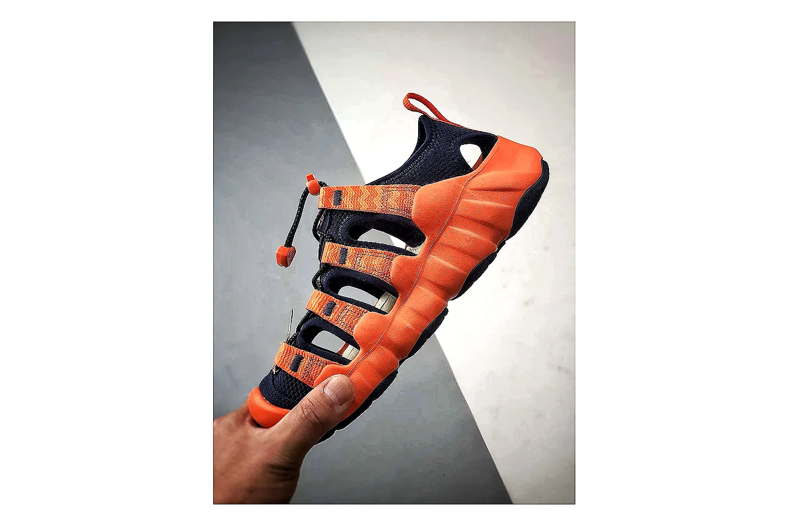 KEEN Jasper Sandal Orange Black shopping brief photo showing orange black suede-mesh upper, protective sandal structure, outdoor toe coverage, and rugged sole thumbnail 6