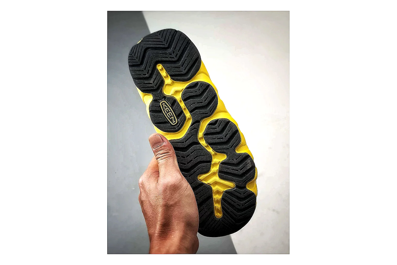 KEEN Jasper Sandal Yellow Black shopping brief photo showing yellow black suede-mesh upper, protective sandal structure, outdoor toe coverage, and rugged sole thumbnail 3