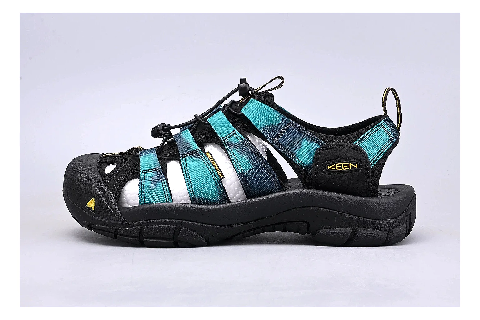 KEEN Zerraport Black Teal Sandal shopping brief image showing black teal zerraport outdoor sandal with mixed upper and sandal shape