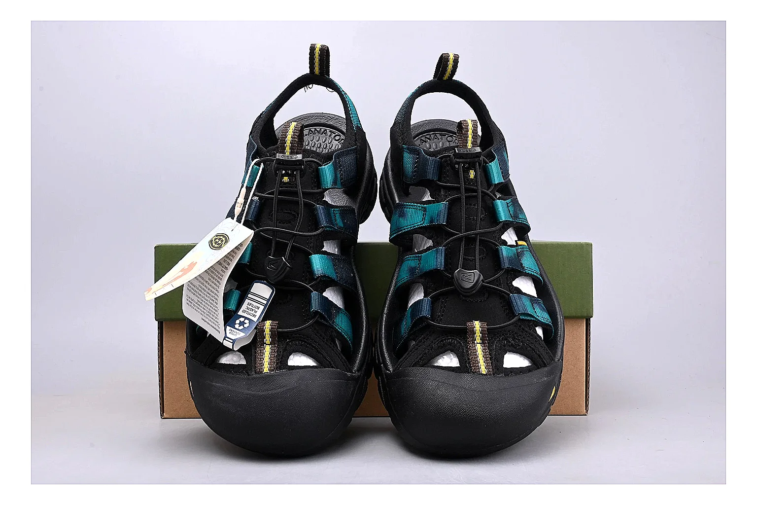 KEEN Zerraport Black Teal Sandal shopping brief image showing black teal zerraport outdoor sandal with mixed upper and sandal shape thumbnail 2