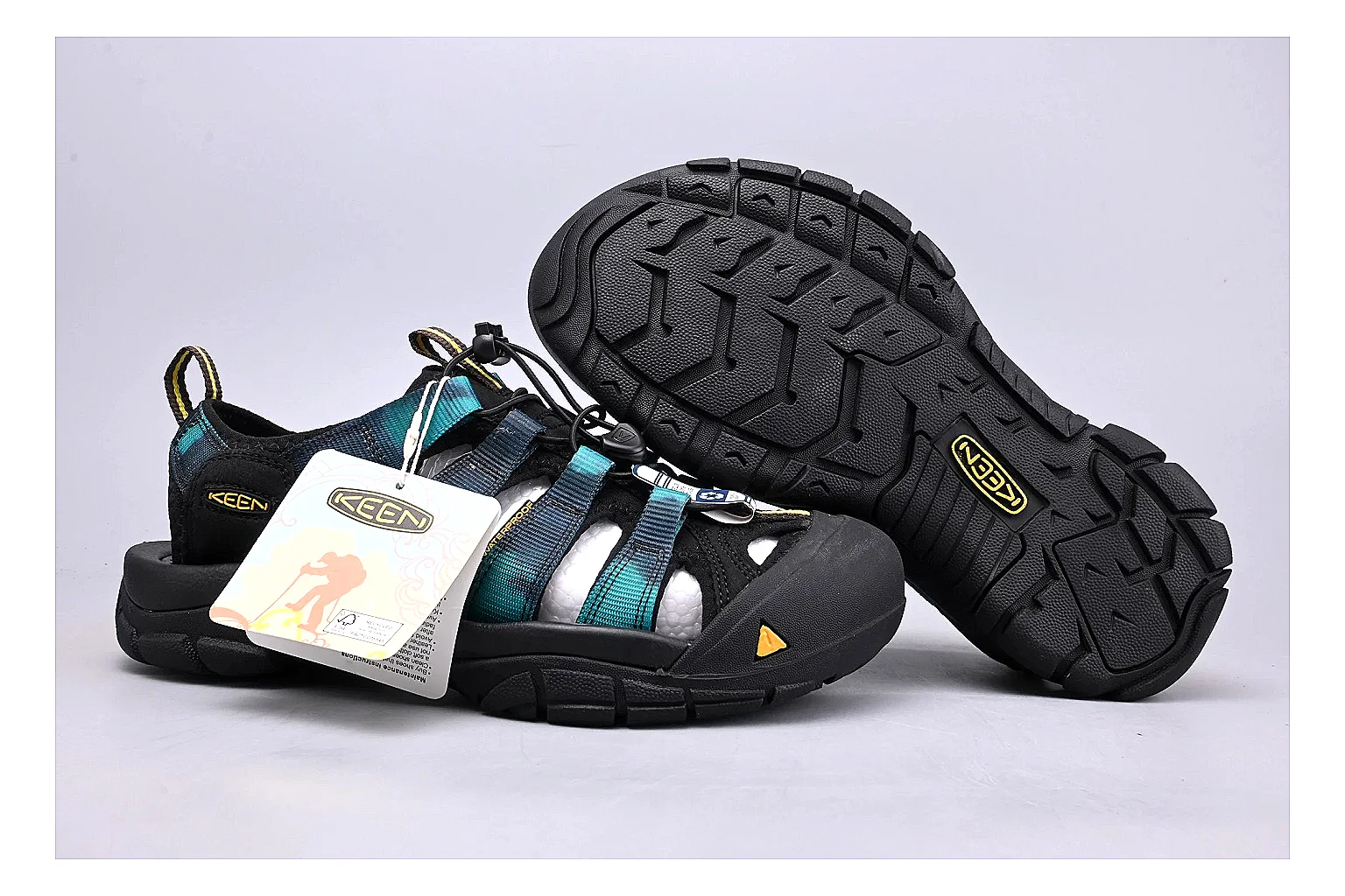 KEEN Zerraport Black Teal Sandal shopping brief image showing black teal zerraport outdoor sandal with mixed upper and sandal shape thumbnail 3