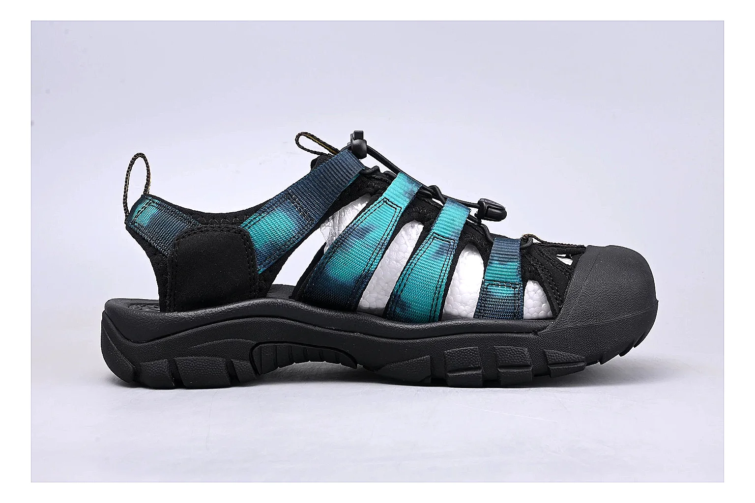 KEEN Zerraport Black Teal Sandal shopping brief image showing black teal zerraport outdoor sandal with mixed upper and sandal shape thumbnail 4