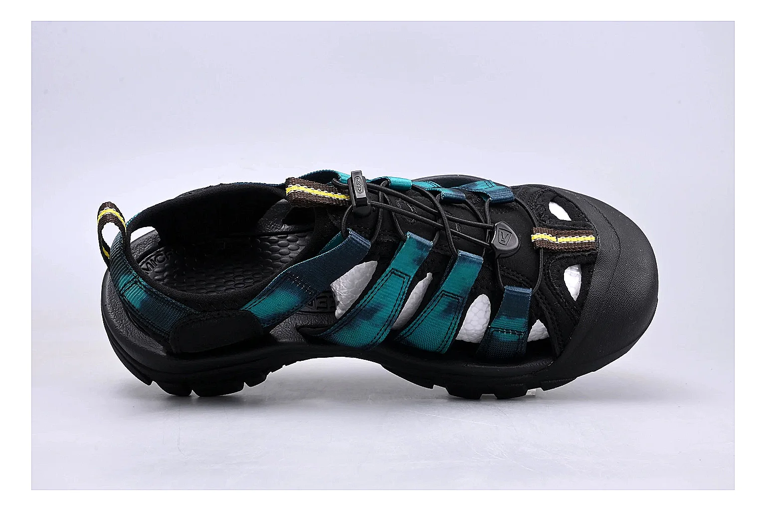KEEN Zerraport Black Teal Sandal shopping brief image showing black teal zerraport outdoor sandal with mixed upper and sandal shape thumbnail 5