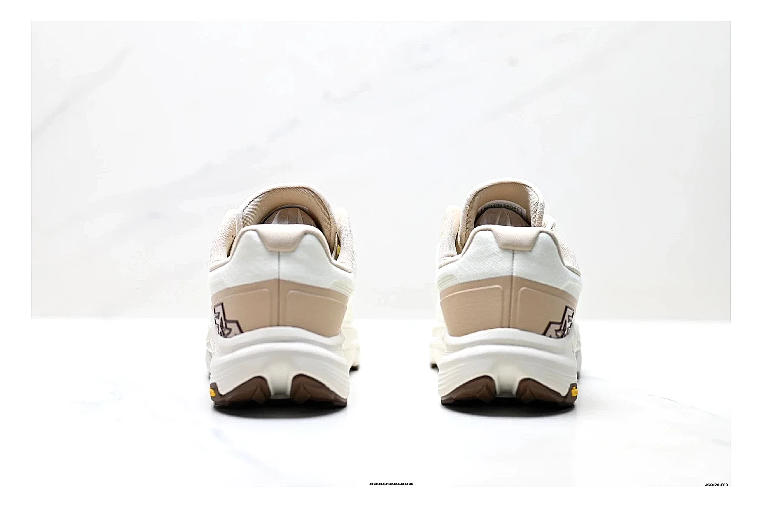KOLON SPORT Krus V White Tan Sneakers shopping brief image showing white tan outdoor sneakers with mesh-leather texture, side-profile shape, upper panel lines, and outsole detail thumbnail 6
