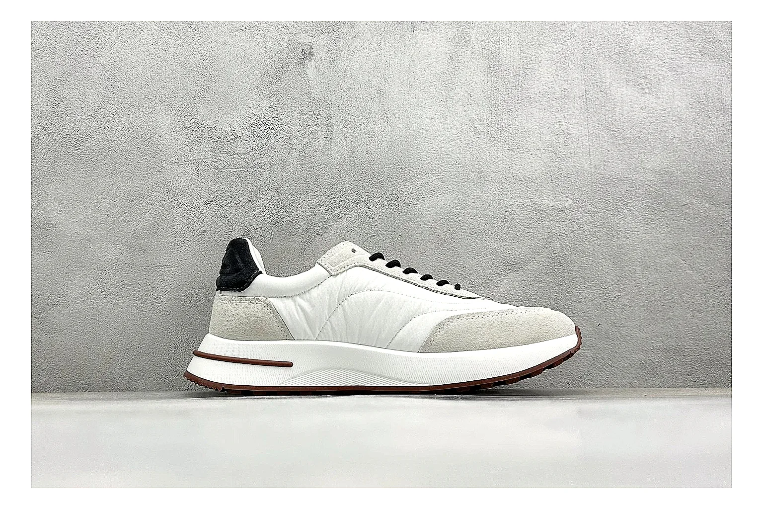 Loro Piana Week-End White shopping brief image showing white leather upper, gum outsole, low clean profile, and restrained casual detailing thumbnail 4