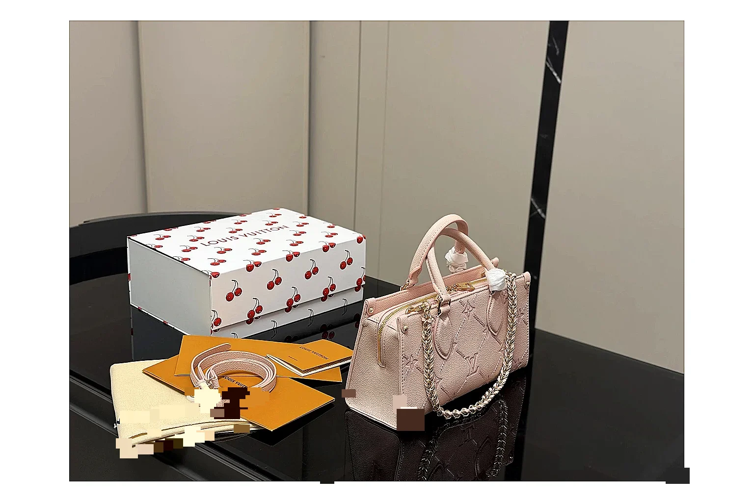 Louis Vuitton Mini Top Handle Pink shopping brief photo showing pink leather mini bag body, structured top handle, compact luxury shape, and clean hardware details