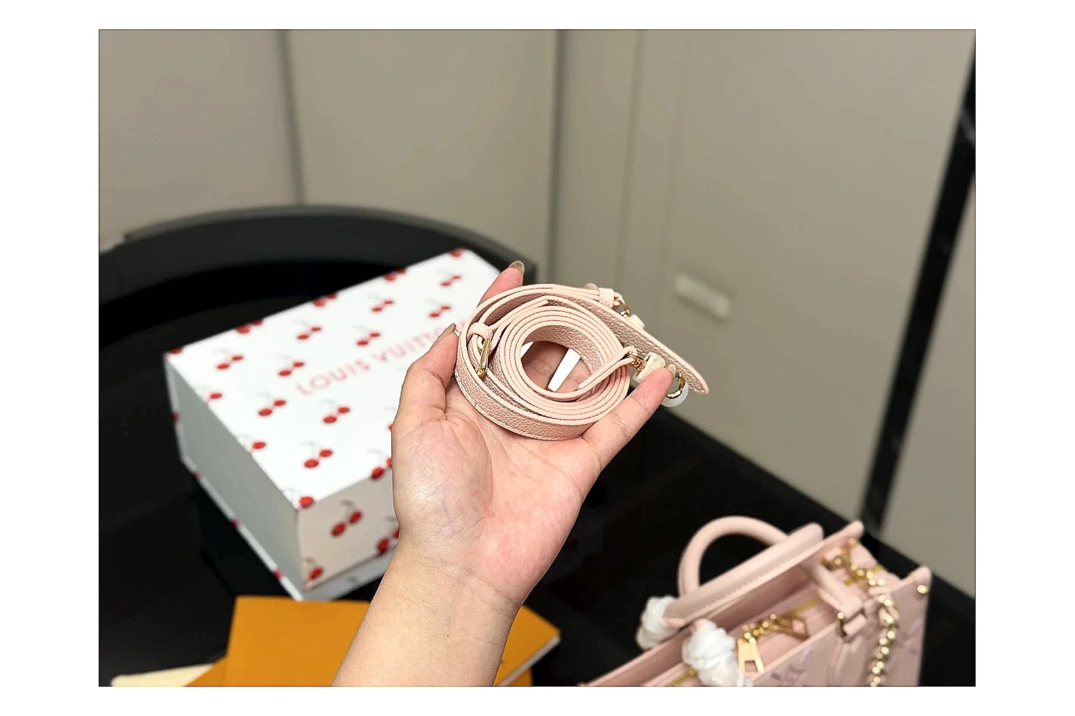 Louis Vuitton Mini Top Handle Pink shopping brief photo showing pink leather mini bag body, structured top handle, compact luxury shape, and clean hardware details thumbnail 6