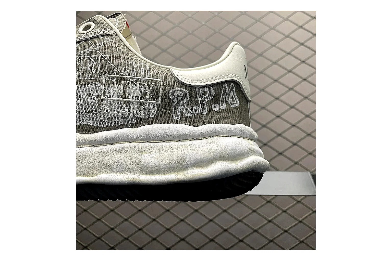 Maison Mihara Yasuhiro Blakey Grey shopping brief image showing white grey blakey distressed low-top with canvas upper and low top shape thumbnail 3