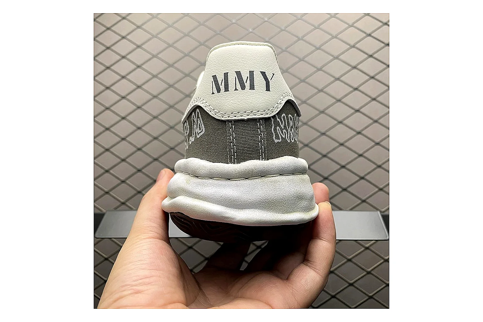 Maison Mihara Yasuhiro Blakey Grey shopping brief image showing white grey blakey distressed low-top with canvas upper and low top shape thumbnail 5