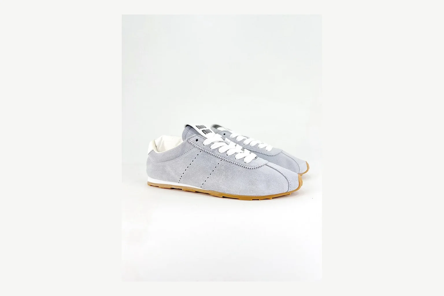 Miu Miu Grey Low Sneaker shopping brief image showing grey fashion low-top with mixed-material upper and low-profile shape thumbnail 5