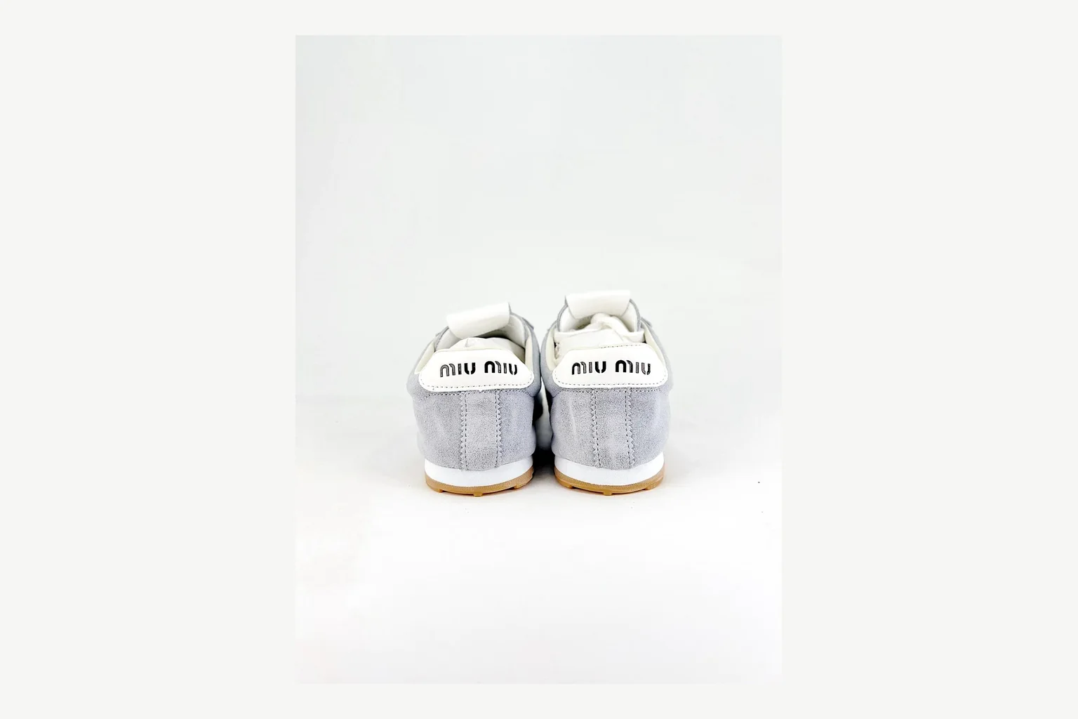 Miu Miu Grey Low Sneaker shopping brief image showing grey fashion low-top with mixed-material upper and low-profile shape thumbnail 6