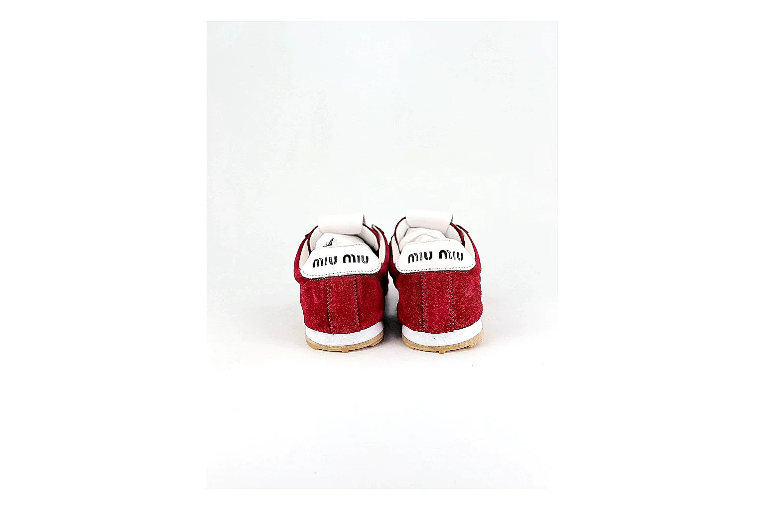 Miu Miu Red Suede Sneaker shopping brief image showing red fashion low-top with mixed-material upper and low-profile shape thumbnail 6
