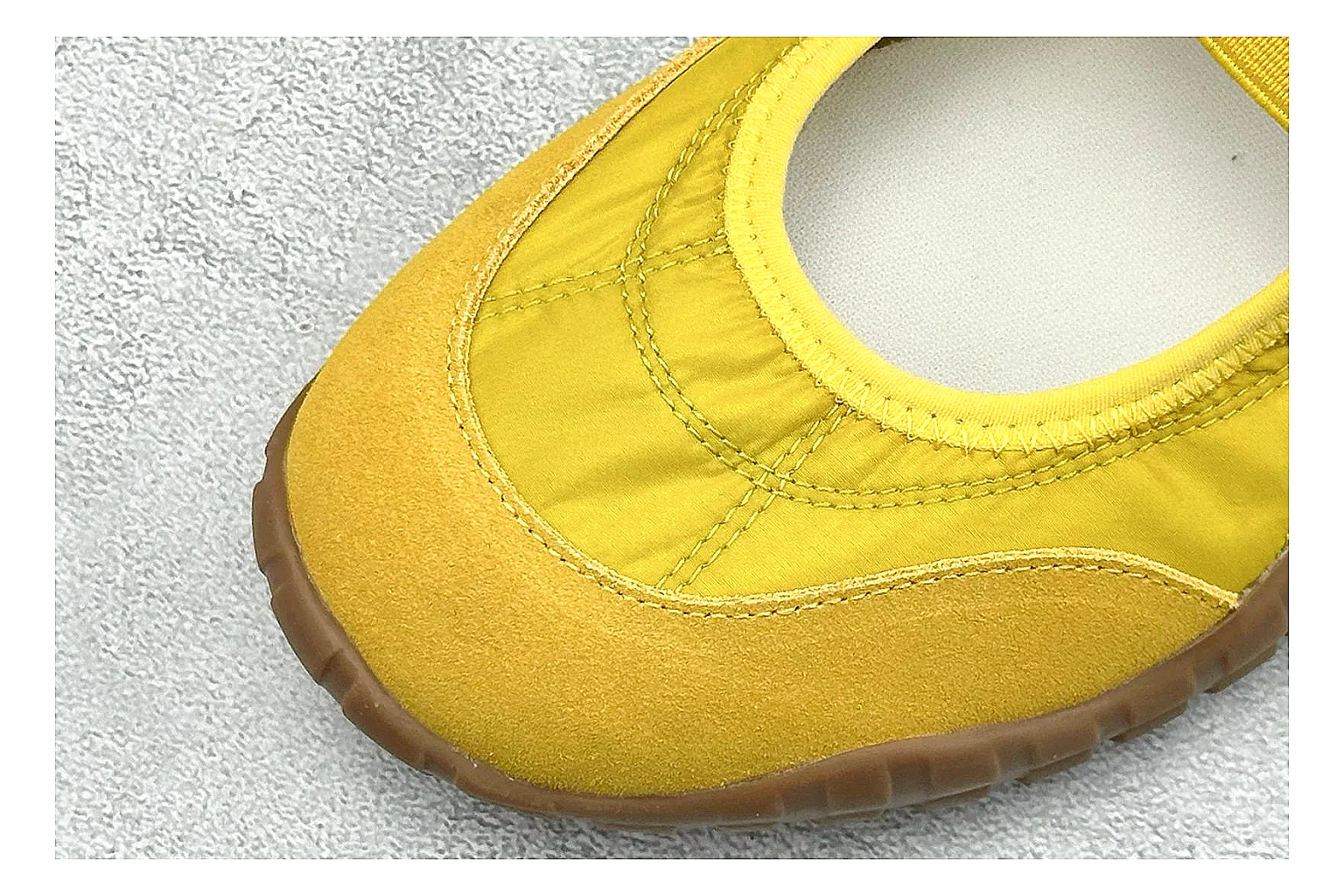 Miu Miu Tyre Yellow Mary Jane shopping brief photo showing yellow Mary Jane upper, strap closure, rugged Tyre outsole, and playful low-profile shape thumbnail 3